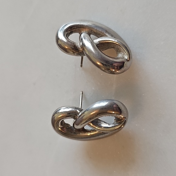 Givenchy Silvertone Knot Earrings - Picture 2 of 5